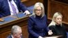 Newly appointed Northern Ireland's First Minister Michelle O'Neil speaks during the Northern Ireland Assembly at the Parliament Building, in Stormont, Feb. 3, 2024. 