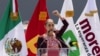 FILE - Claudia Sheinbaum of Mexico's ruling Morena party, a presidential candidate in the upcoming June 2 general election, speaks in Mexico City, Mexico, Feb. 18, 2024.