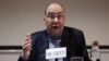 Former leader of Spain's main right-wing political party in Catalonia and co-founder of far-right party Vox, Alejo Vidal-Quadras, holds his first press conference since he was shot in the head last November, in Madrid on Feb. 23, 2024.