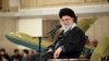 This handout picture provided by the office of Iran's Supreme Leader Ayatollah Ali Khamenei shows him meeting with Iranian air force commanders in Tehran, Feb. 5, 2024. 