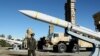 This handout picture provided by the Iranian Defense Ministry on February 17, 2024 shows a Sayad-3 missile during the unveiling of the Arman defense systems at an undisclosed location.