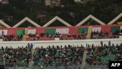 FILE — The Barea stadium during a celebration of Independence Day in Antananarivo, Madagascar, June 26, 2021. On Friday, at least 13 people were killed in a stampede at the entrance to the venue.