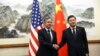 U.S. Secretary of State Antony Blinken, left, shakes hands with Chinese Foreign Minister Qin Gang, right, at the Diaoyutai State Guesthouse in Beijing, China, June 18, 2023. 
