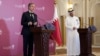 United States Secretary of State Antony Blinkin, left, and Qatar Foreign Minister Mohammed Bin Adbulrahman Al Thani speak to media during a press conference at the Diplomatic Club, in Tuesday, Nov. 22, 2022.