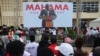 Rassemblement tenu à Winneba, le samedi 24 août 2024, par John Dramani Mahama, ancien président du Ghana et candidat du Congrès national démocratique (NDC) à la présidentielle du 7 décembre 2024. (Photo de Nipah Dennis/AFP)