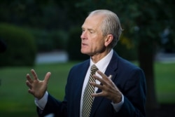 FILE - U.S. White House trade adviser Peter Navarro speaks during an interview at the White House in Washington, Sept. 11, 2019.