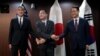 US Special Representative for North Korea, Sung Kim (L), Japan Director-General for Asian and Oceanian Affairs Bureau, Takehiro Funakosh (C), and South Korea's Special Representative for Korean Peninsula Peace & Security Affairs, Kim Gunn in Tokyo, Sept. 7, 2022.
