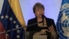 FILE - U.N. High Commissioner for Human Rights, Michelle Bachelet, speaks during a press conference in Caracas, June 21, 2019. 