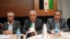 Leaders of the exiled Syrian National Council (SNC), Muhammet Faruq Tayfur (R), Burhan Ghalioun (C) and Abdel Basset Sayda (L), wait before the start of a meeting in Istanbul to pick a new leader after the resignation of Ghalioun last month to avert divis