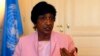 Outgoing U.N. Human Rights Commissioner Navi Pillay talks during an interview to Reuters in her office in Geneva, Aug. 19, 2014.