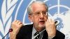 United Nations Independent Commission of Inquiry on Syrian Arabic Republic Chairman Paulo Pinheiro speaks during a news conference at U.N. European headquarters in Geneva, Switzerland, Feb. 8, 2016. 
