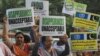 Pakistani human rights activists rally against disappearances of people on the International Day of the Victims of Enforced Disappearance in Lahore, Pakistan, Aug. 30, 2016.