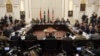 Delegations from Afghanistan, Pakistan, The United States of America and China discuss a road map for ending the war with the Taliban at the Presidential Palace in Kabul, Afghanistan, Monday, Jan. 18, 2016. 