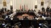 Delegations from Afghanistan, Pakistan, the United States of America and China discuss a road map for ending the war with the Taliban at the Presidential Palace in Kabul, Afghanistan, Jan. 18, 2016. 