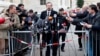 Louay Safi, spokesperson for the Syrian National Coalition, speaks to the media after a meeting at the Geneva Conference on Syria at the United Nations European headquarters in Geneva on January 30, 2014. 