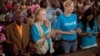 US actress and Goodwill ambassador for UNICEF Mia Farrow (C, L) takes part in a mass at the Bossangoa cathedral, Nov. 10, 2013. 