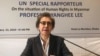 FILE - U.N. Special Rapporteur Yanghee Lee speaks during a press conference in Dhaka, Bangladesh, Jan. 23, 2020. 