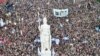 Demonstrators gather outside the Casa Rosada presidential palace during a march demanding more funding for public universities and to protest against austerity measures proposed by President Javier Milei, in Buenos Aires, Argentina, April 23, 2024.
