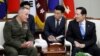 U.S. Chairman of the Joint Chiefs of Staff Gen. Joseph Dunford talks with South Korean Defence Minister Song Young-moo during their meeting at the Defence Ministry in Seoul, South Korea, Aug. 14, 2017. 