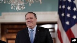 FILE - U.S. Secretary of State Mike Pompeo is seen at the Department of State in Washington, May 9, 2019. 