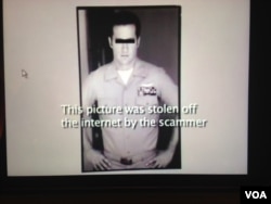 The scammer sent this image to Schuster claiming that it was her pilot. Notice that he told her that he was in the Air Force, but this is a Navy uniform. (Photo/Lilo Schuster)