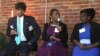 Three members of the 11-member U.S. Advisory Council on Human Trafficking discuss their first report, which was released Tuesday. (S. Herman/VOA)
