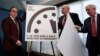 From left, Lawrence Krauss, theoretical physicist, chair of the Bulletin of the Atomic Scientists Board of Sponsors; Thomas Pickering, co-chair of the International Crisis Group and former U.S. ambassador to Russia; and David Titley, a nationally known expert in the field of climate, the Arctic, and national security, unveil the Doomsday Clock during a news conference at the National Press Club in Washington, Jan. 26, 2017.