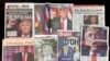 FILE - A montage of British newspaper front pages reporting on President-elect Donald Trump winning the American election are displayed in London, Nov. 10, 2016.