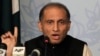FILE - Pakistan’s Foreign Secretary Aizaz Chaudhry gestures during a press conference in Islamabad, Pakistan, May 8, 2015.