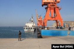 Cranes lies at one of the three berths at Gwadar port that converge at three of the most commercially important regions of the world, the oil-rich Middle East, Central Asia, and South Asia.