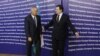 EC President Barroso welcomes Uzbek President Karimov ahead of a meeting in Brussels