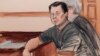 In this courtroom sketch, defendant Ng Lap Seng is seated at the defense table with his attorney during his arraignment on bribery charges in New York, Oct. 6, 2015.