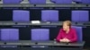 La chancelière allemande Angela Merkel au Bundestag à Berlin, le 23 avril 2020. (Photo AP)
