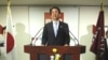 Japan's Prime Minister and the leader of the ruling Liberal Democratic Party (LDP), Shinzo Abe (C) makes an appearance before the media at a news conference following a victory in the upper house elections by his ruling coalition, at the LDP headquarters 