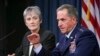 Gen. David L. Goldfein, chief of staff of the U.S. Air Force, and Air Force Secretary Heather Wilson speak during a news briefing at the Pentagon, Nov. 9, 2017. 
