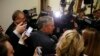 House Freedom Caucus Chairman Rep. Mark Meadows (R-NC) is surrounded by reporters and television cameras as he arrives at a caucus meeting after a trip to the White House to meet with President Donald Trump about the AHCA health care bill in Washington, March 23, 2017. 