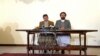 Amin Karim (R), an official of former Afghan warlord's Gulbuddin Hekmatyar's Hezb-i-Islami faction, speaks during a press conference in Kabul, Afghanistan, March 17, 2016.