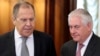 U.S. Secretary of State Rex Tillerson, right, and Russian Foreign Minister Sergey Lavrov, enter a hall prior to their talks in Moscow, Russia, April 12, 2017.