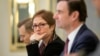 U.S. Ambassador to Ukraine Marie Yovanovitch attends a meeting with Ukrainian President Petro Poroshenko in Kyiv, Ukraine, March 6, 2019. Yovanovitch directed scathing criticism at the Ukrainian government, urging authorities to replace a senior anti-corruption official.