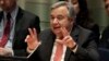 FILE - U.N. Secretary General candidate Antonio Guterres, the former United Nations High Commissioner for Refugees, delivers remarks in the United Nations Trusteeship Council Chamber, April 12, 2016.